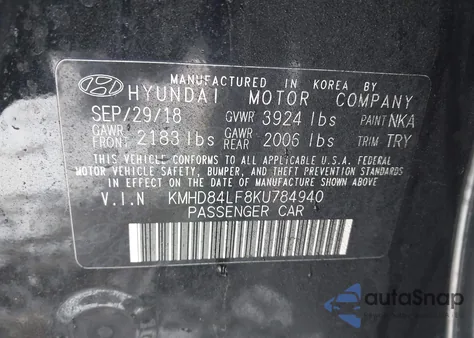 2019 Hyundai Elantra Value Edition from USA, damaged, VIN KMHD84LF8KU784940